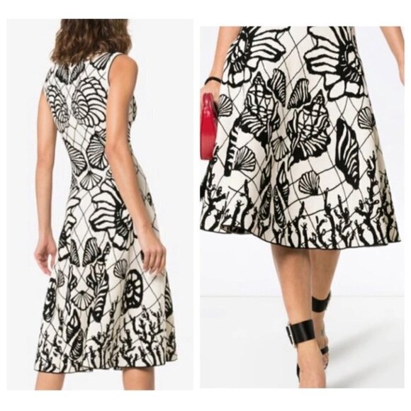 Alexander McQueen Womens Sleeveless Shell Jacqured Midi Dress - XS - Picture 3 of 16